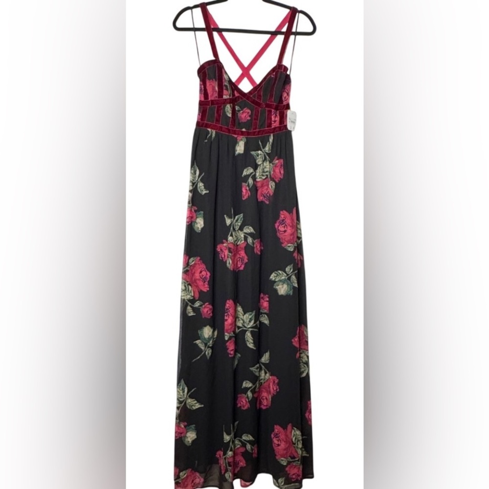 NWT-Altar'd State Black and Pink Floral Backless Dress